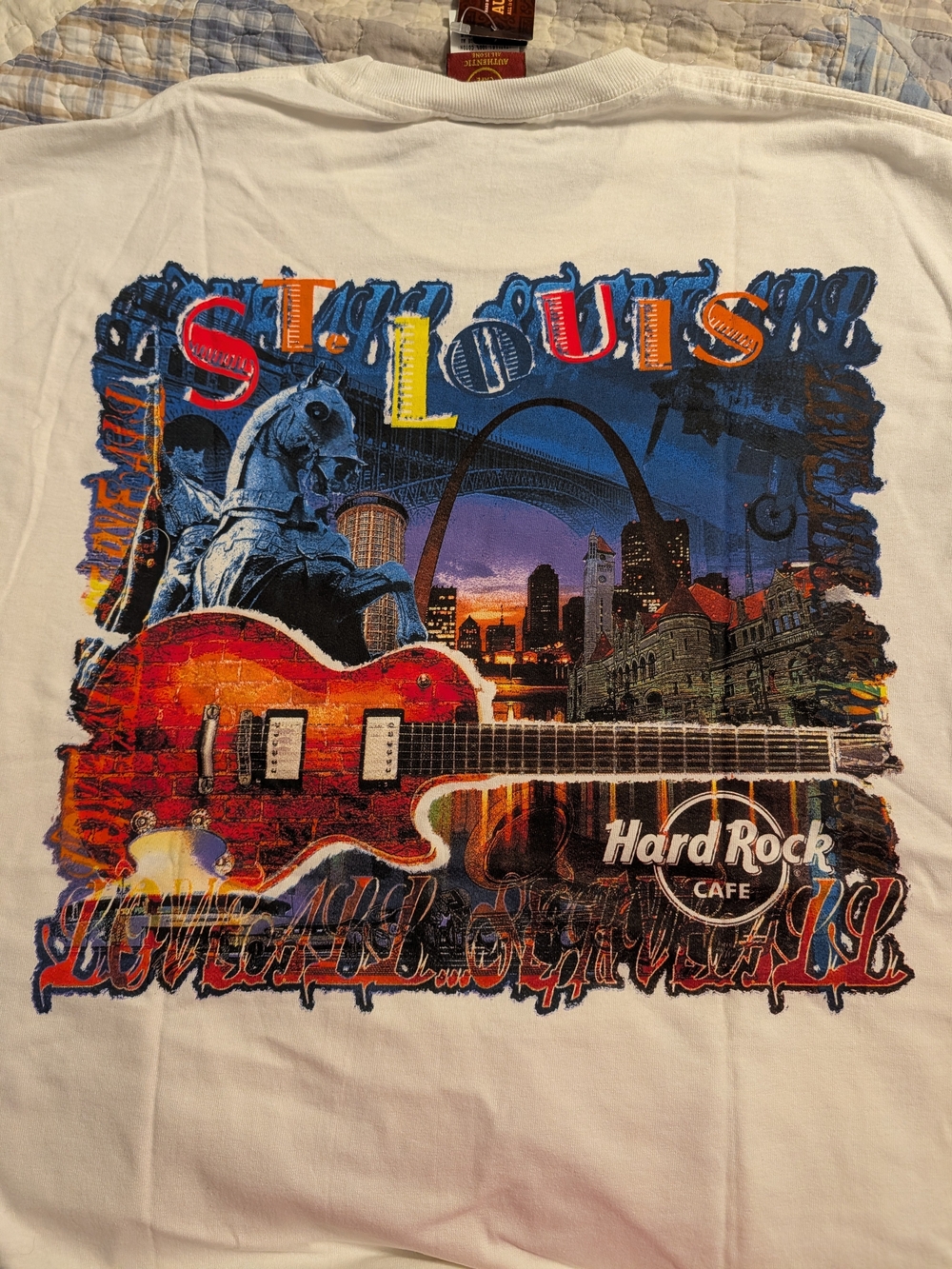 Hard Rock Cafe White St. Louis Graphic Tee with Multicolor Guitar
